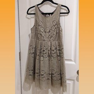 Free People Silver Gray Lace Dress, Size 12